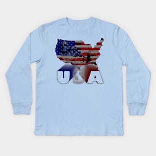 USA Mount Rushmore Stars and Stripes map Kids Long Sleeve T-Shirt